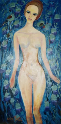peinture : Grand nu Fond bleu