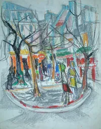 peinture : La Contrescarpe n°1. Paris