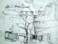 peinture : La contrescarpe n°3. Paris