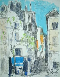 peinture : La Contrescarpe n°7. Paris