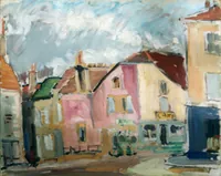 peinture : La place du village
