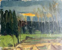 peinture : Un soir à la campagne