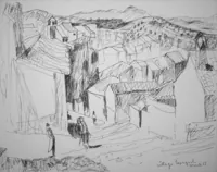 peinture : Village espagnol
