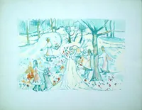 peinture : Jeunes filles dans la forêt
