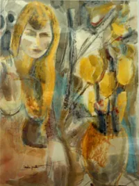 peinture : Portrait aux fleurs jaunes