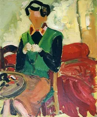 peinture : Femme au tricot