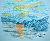 peinture : Les Hyvans soleil levant