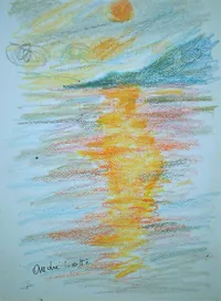 peinture : Lever de soleil sur le lac