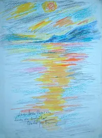 peinture : Lever de soleil sur le lac