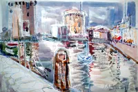 peinture : La Rochelle. Les tours