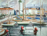 peinture : La Rochelle. Le phare du port
