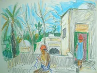 peinture : Charlotte rentre dans notre kasba