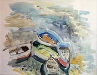 peinture : Barques sur le port