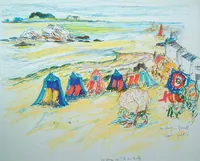 peinture : La plage et l'île de Batz