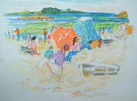 peinture : La plage à Roscoff