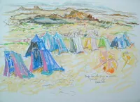 peinture : Temps gris, plage déserte