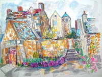 peinture : Maisons anciennes à Roscoff