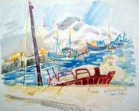 peinture : Sur le port de Roscoff