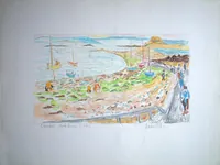 peinture : Carentec. Marée basse le matin