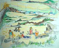 peinture : Port breton à marée basse
