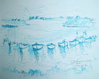 peinture : Les bateaux de pêche au port