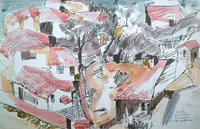 peinture : Vieux quartiers de Skopje