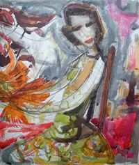 peinture : Femme à Skopje